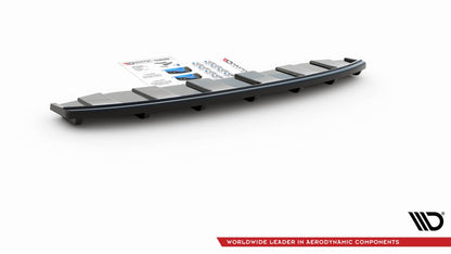 Maxton Mittlerer Diffusor Heck Ansatz für AUDI A6 C7 S-LINE AVANT AUSPUFF 2X1 im DTM LOOK schwarz Hochglanz