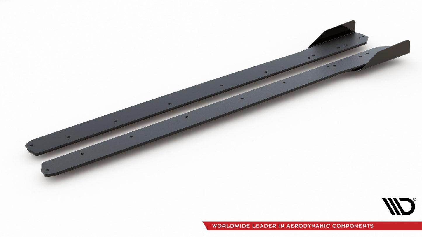 Maxton Robuste Racing Seitenschweller Ansatz für für + Flaps Ford Focus ST / ST-Line Mk4 schwarz Hochglanz