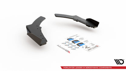 Maxton Robuste Racing Heck Ansatz Flaps Diffusor V.2 +Flaps für BMW 1er F20 M140i  schwarz Hochglanz