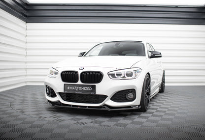 Maxton Front Ansatz V.5 für BMW 1er M-Paket / M140i F20 Facelift schwarz Hochglanz