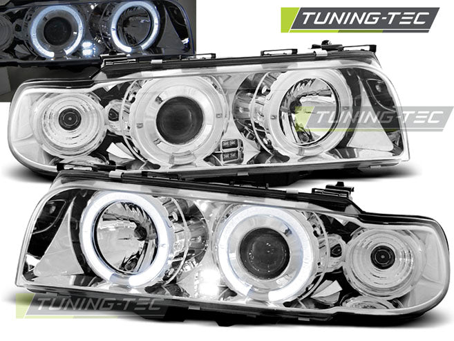 Tuning-Tec LED Angel Eyes Scheinwerfer für BMW 7er E38 94-98 chrom