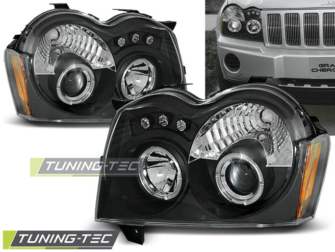 Tuning-Tec LED Angel Eyes Scheinwerfer für Jeep Grand Cherokee 05-08 schwarz