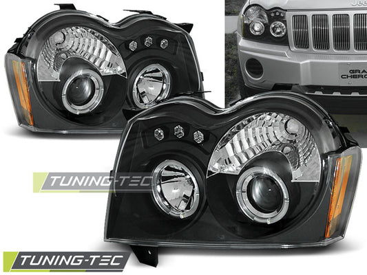 Tuning-Tec LED Angel Eyes Scheinwerfer für Jeep Grand Cherokee 05-08 schwarz