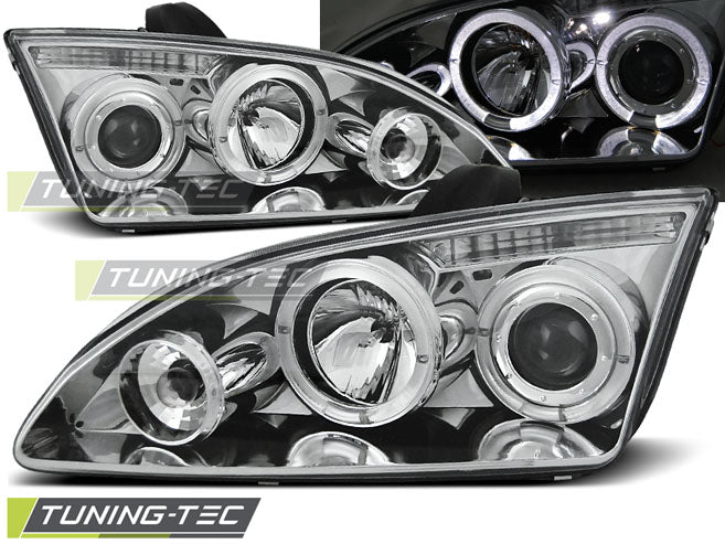 Tuning-Tec LED Angel Eyes Scheinwerfer für Ford Focus MK2 04-08 chrom