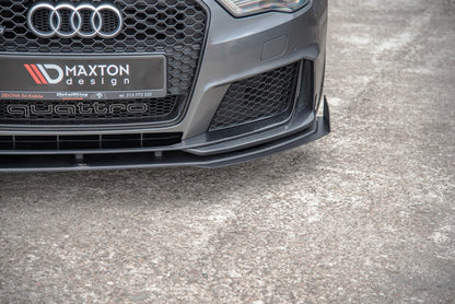 Maxton Robuste Racing Front Ansatz für passend +Flaps für Audi RS3 8V Sportback schwarz Hochglanz
