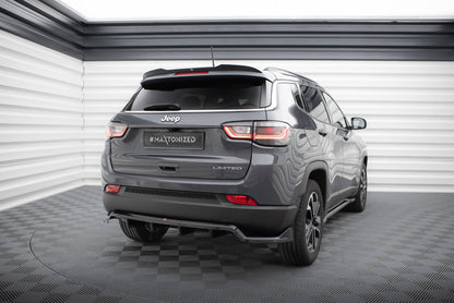 Maxton Mittlerer Diffusor Heck Ansatz DTM Look für Jeep Compass Limited Mk2 Facelift schwarz Hochglanz