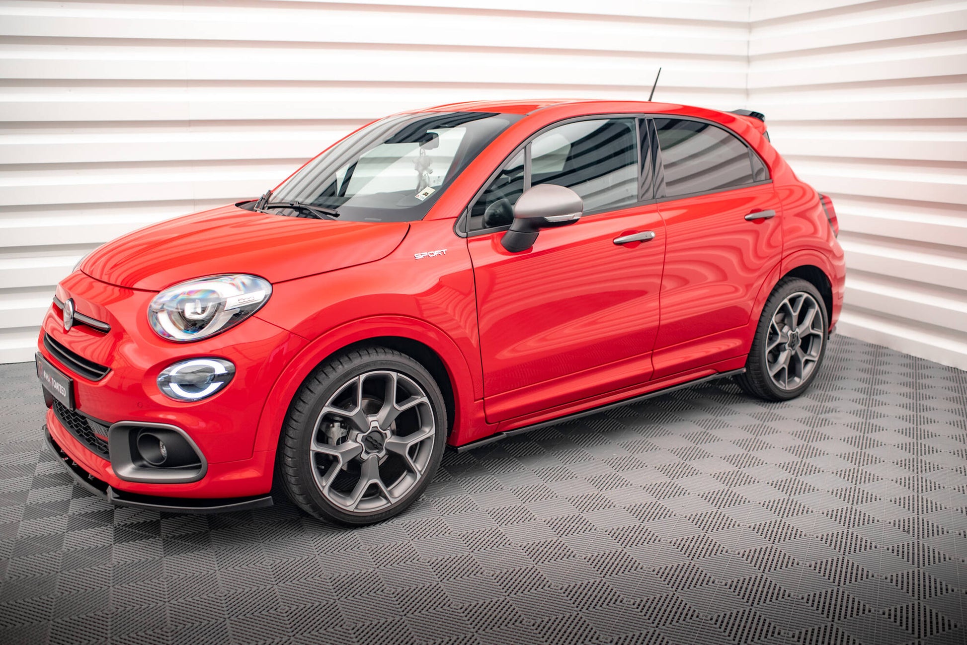 Maxton Seitenschweller Ansatz für Fiat 500X Sport Mk1 Facelift schwarz Hochglanz