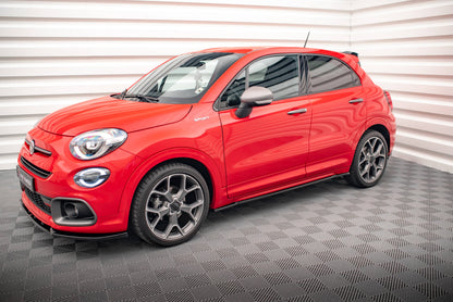 Maxton Seitenschweller Ansatz für Fiat 500X Sport Mk1 Facelift schwarz Hochglanz