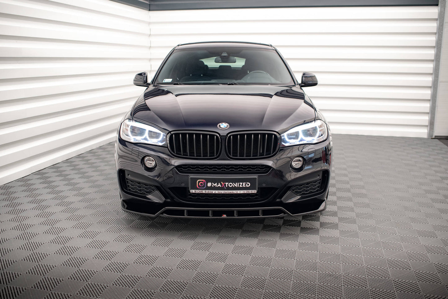 Maxton Front Ansatz V.2 für BMW X6 M-Paket F16 schwarz Hochglanz