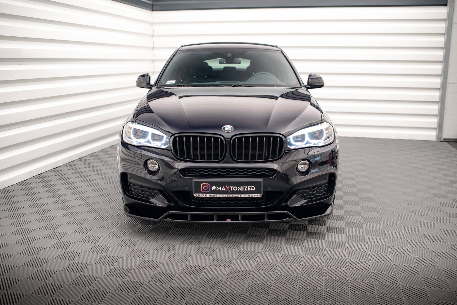 Maxton Front Ansatz V.2 für BMW X6 M-Paket F16 schwarz Hochglanz