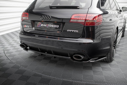 Maxton Mittlerer Diffusor Heck Ansatz DTM Look für Audi RS6 Avant C6 schwarz Hochglanz
