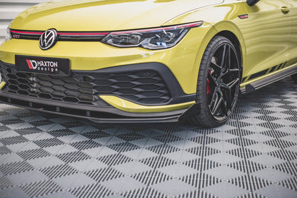 Maxton Robuste Racing Front Ansatz für passend +Flaps für Volkswagen Golf 8 GTI Clubsport schwarz Hochglanz