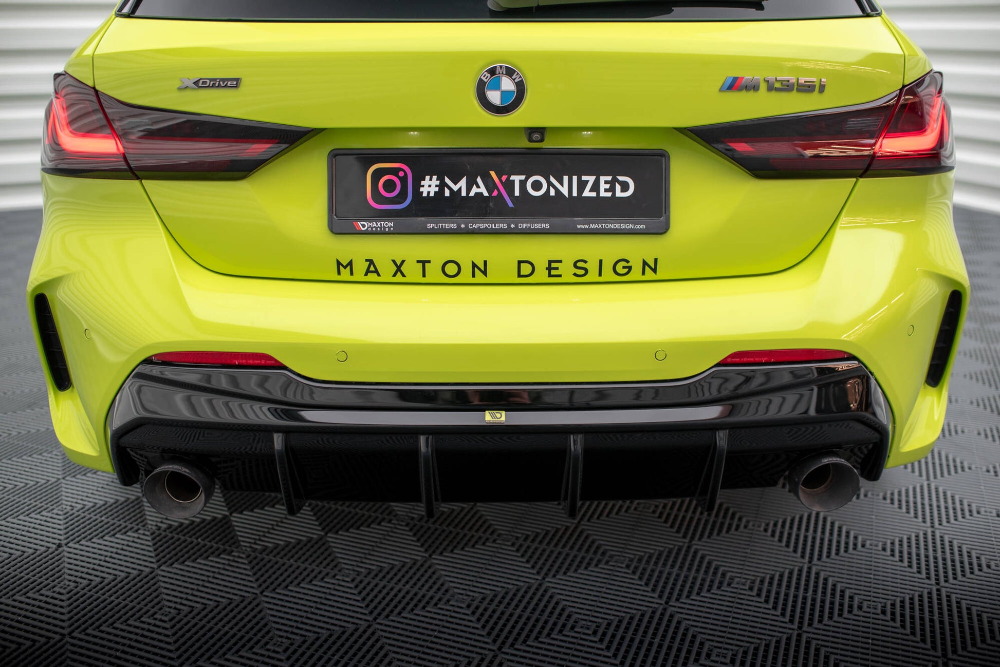 Maxton Diffusor Heck Ansatz V.3 für BMW 1er F40 M-Paket/ M135i (Einzelauspuff-Version)