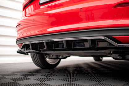 Maxton Mittlerer Diffusor Heck Ansatz DTM Look für Audi A3 Sportback 8Y schwarz Hochglanz