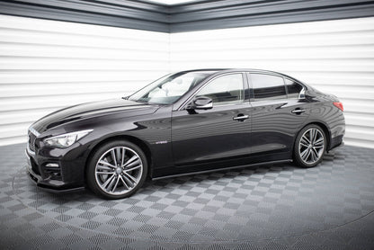 Maxton Seitenschweller Ansatz für V.2 für Infiniti Q50 S Mk1 schwarz Hochglanz