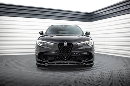 Maxton Front Ansatz für Alfa Romeo Stelvio Quadrifoglio Mk1 schwarz Hochglanz