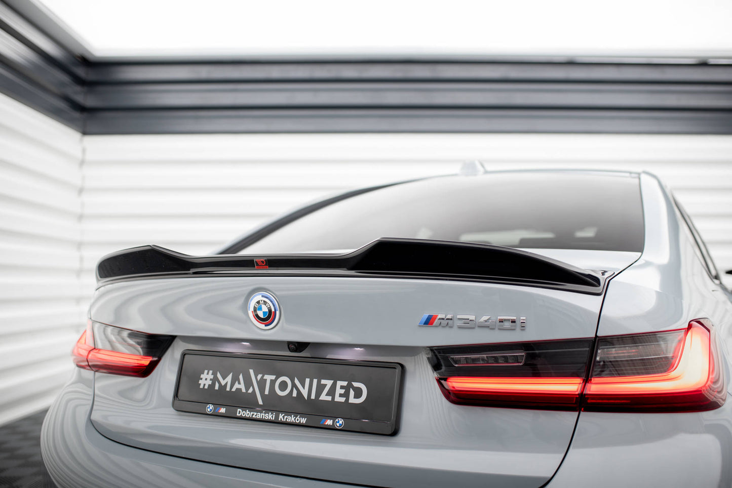Maxton Spoiler CAP für 3D BMW M340i / 3 M-Paket / M3 Limousine G20  schwarz Hochglanz