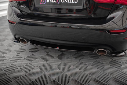 Maxton Mittlerer Diffusor Heck Ansatz für Infiniti Q50 S Mk1 schwarz Hochglanz