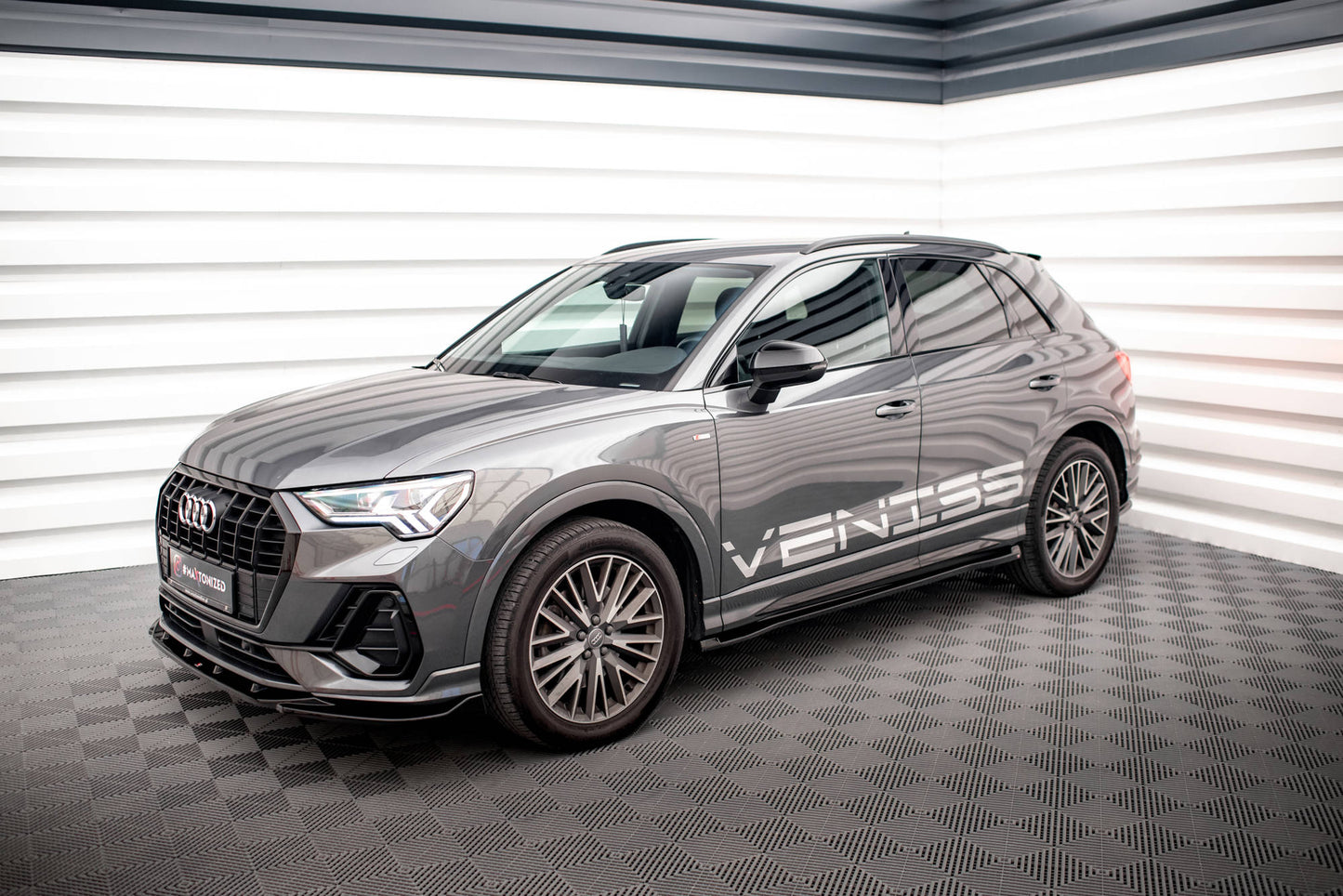 Maxton Seitenschweller Ansatz für Audi Q3 S-Line F3 schwarz Hochglanz