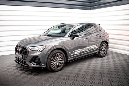 Maxton Seitenschweller Ansatz für Audi Q3 S-Line F3 schwarz Hochglanz