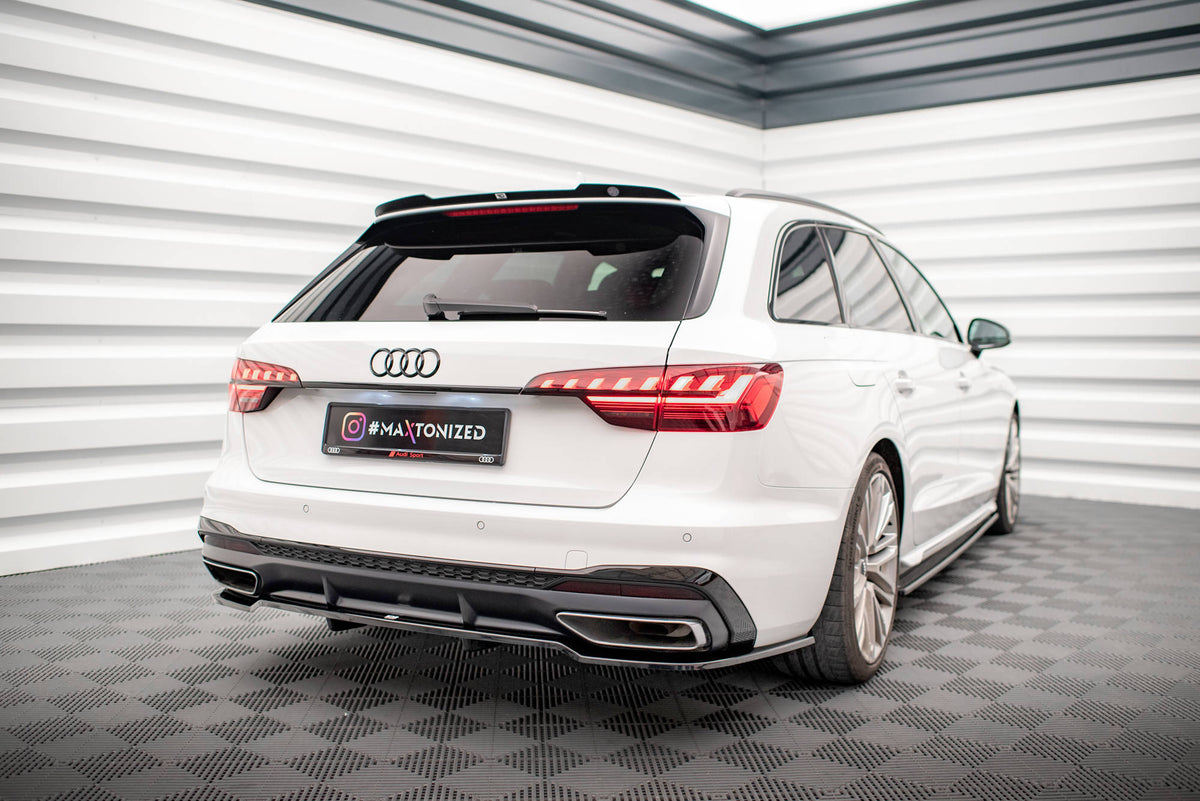 Maxton Mittlerer Diffusor Heck Ansatz DTM Look für V.1 Audi A4 S-Line B9 Facelift schwarz Hochglanz