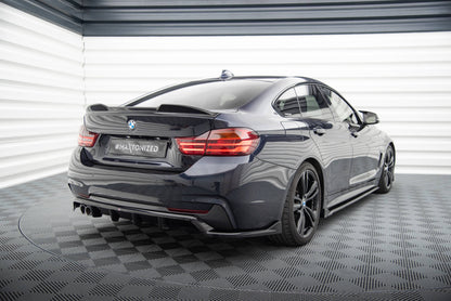 Maxton Mittlerer Diffusor Heck Ansatz DTM Look für BMW 4er Coupe / Gran Coupe / Cabrio M-Paket F32 / F36 / F33 schwarz Hoc...