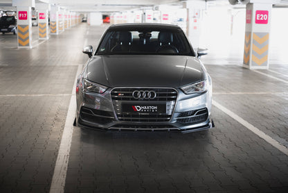 Maxton Street Pro Front Ansatz für +Flaps für + Flaps Audi S3 / A3 S-Line Limousine 8V schwarz Hochglanz