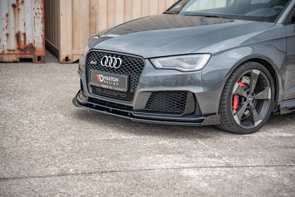 Maxton Robuste Racing Front Ansatz für passend +Flaps für Audi RS3 8V Sportback schwarz Hochglanz