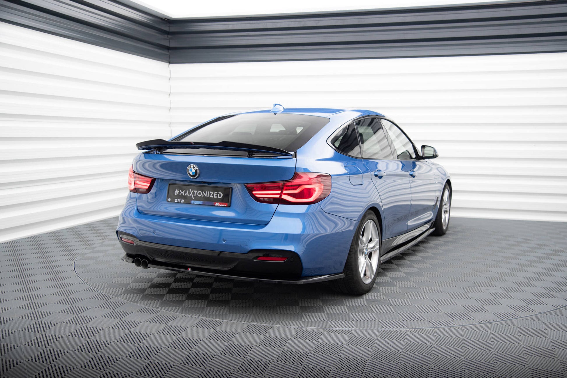 Maxton Heck Ansatz Flaps Diffusor für BMW 3er GT M-Paket F34 schwarz Hochglanz