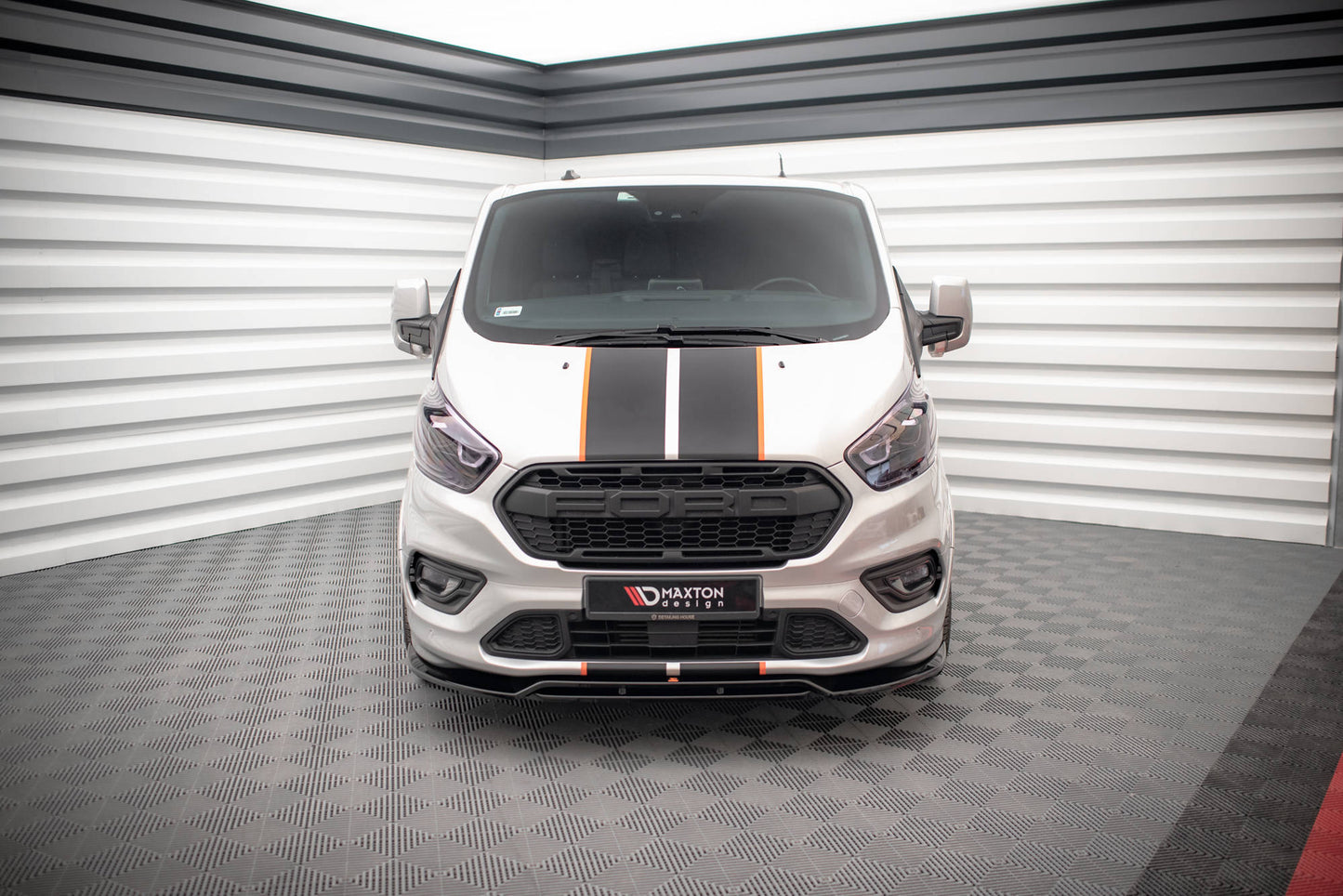 Maxton Front Ansatz für Ford Transit Custom ST-Line Mk1 Facelift schwarz Hochglanz