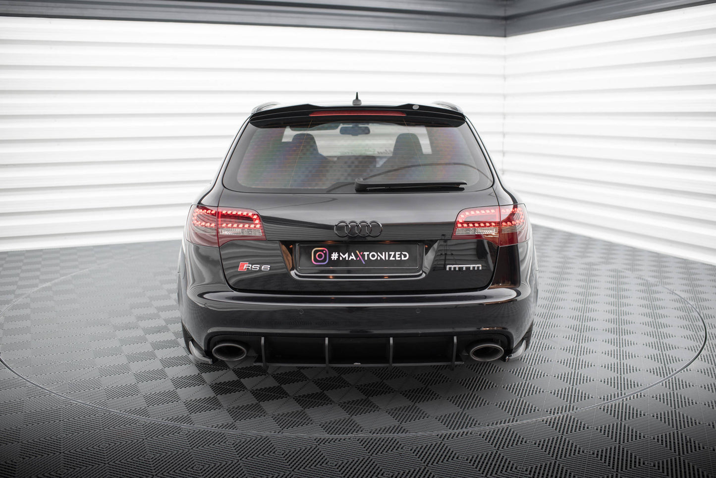 Maxton Heck Ansatz Flaps Diffusor für Audi RS6 Avant C6 schwarz Hochglanz