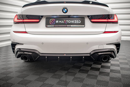 Maxton Diffusor Heck Ansatz für BMW 3er M-Paket G20 / G21 (Passend für Fahrzeuge mit Anhängerkupplung) schwarz Hochglanz