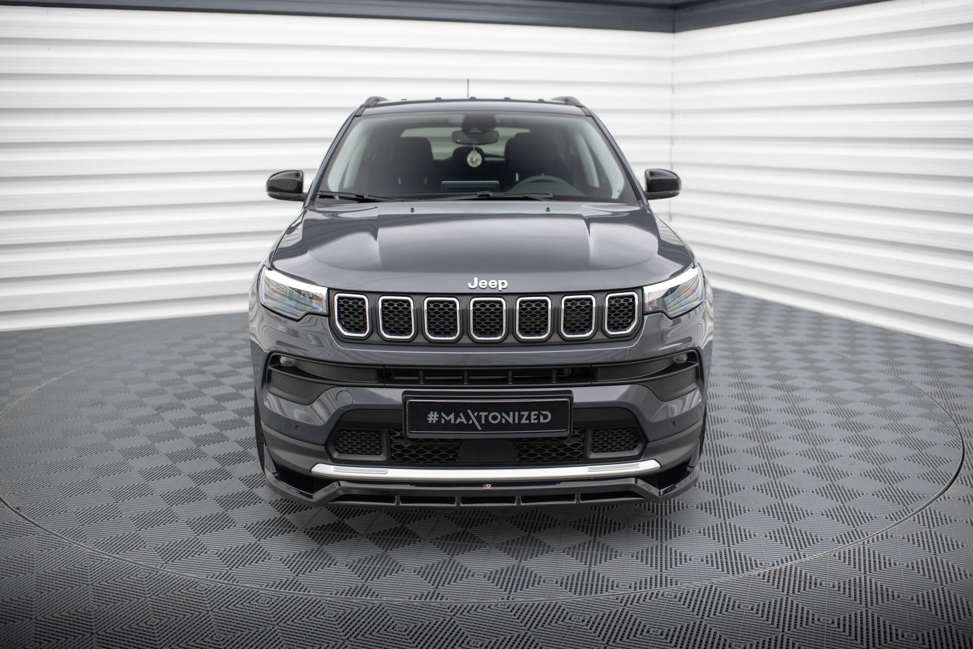 Maxton Front Ansatz für Jeep Compass Limited Mk2 Facelift schwarz Hochglanz