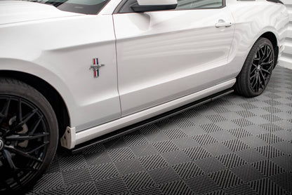 Maxton Seitenschweller Ansatz für Ford Mustang Mk5 Facelift schwarz Hochglanz