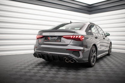Maxton Diffusor Heck Ansatz für Audi S3 Limousine 8Y schwarz Hochglanz