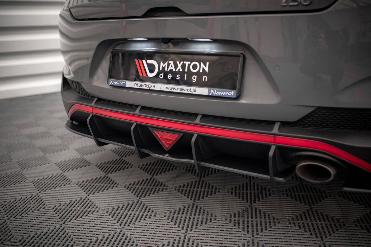 Maxton Street Pro Heck Ansatz Flaps Diffusor +Flaps für Hyundai I30 Fastback N-Line Mk3 Facelift schwarz Hochglanz