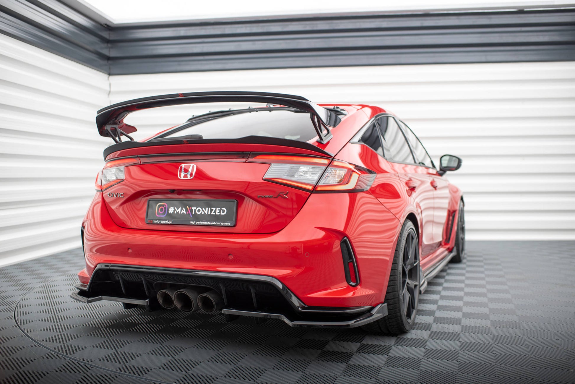 Maxton Niedriger Spoiler CAP für Honda Civic Type-R Mk 11 schwarz Hochglanz