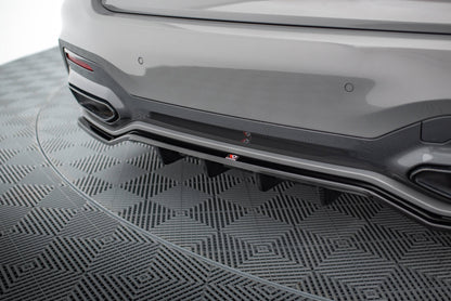 Maxton Hinten Splitter (mit einem vertikalem balken) V.2 BMW 7 G11 M-Paket Facelift schwarz Hochglanz