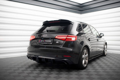 Maxton Diffusor Heck Ansatz für Audi A3 Sportback 8V Facelift (Version mit einseitigem Auspuffrohr)