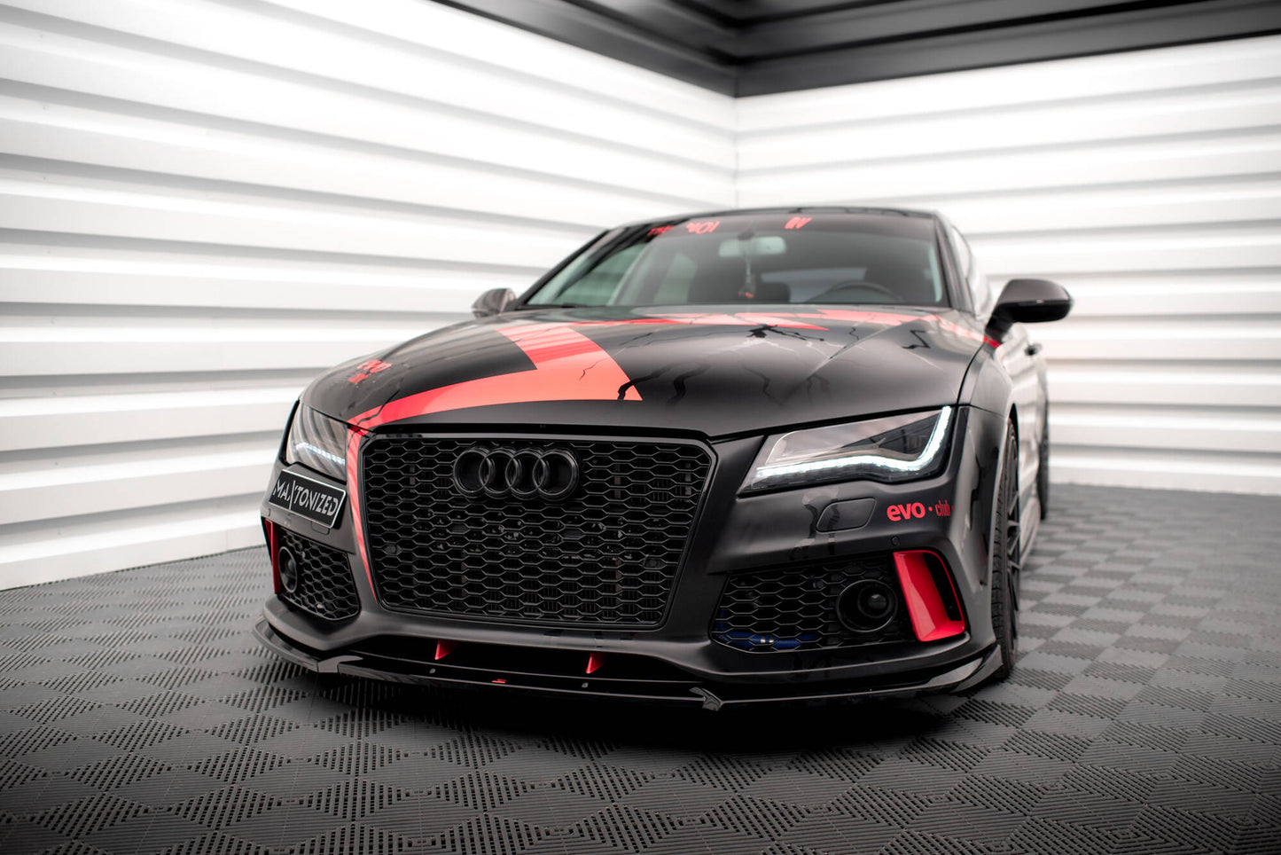 Maxton Front Ansatz für Audi A7 RS7 Look C7 schwarz Hochglanz
