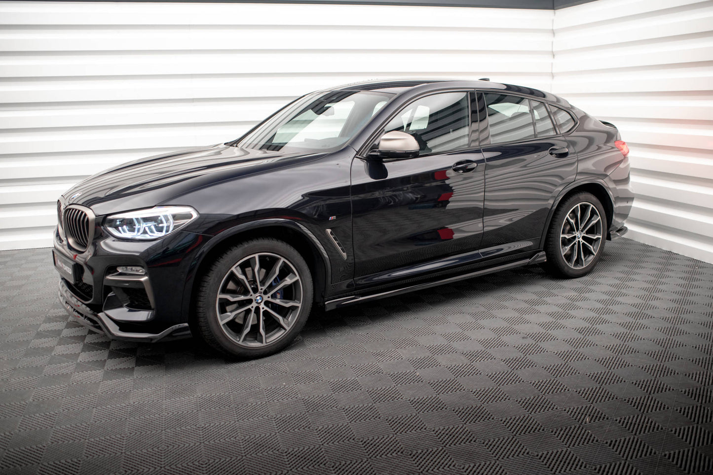 Maxton Seitenschweller Ansatz für V.2 für BMW X4 M-Paket G02 schwarz Hochglanz