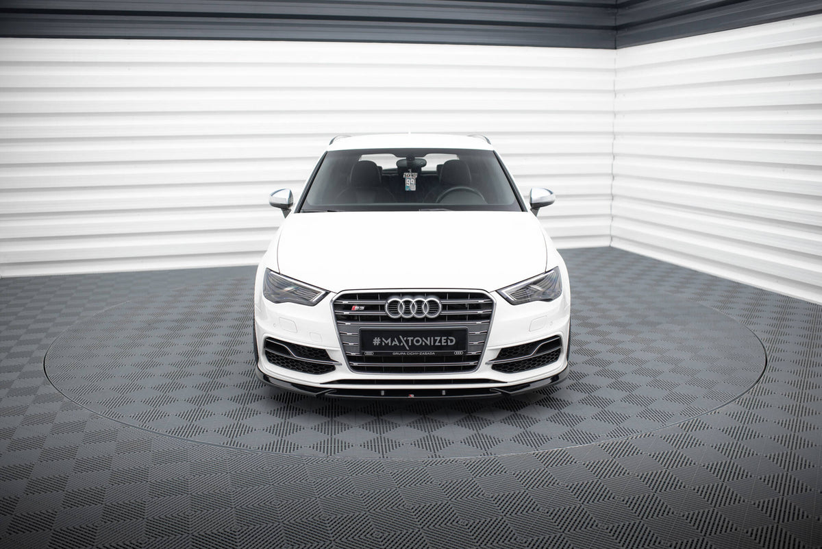 Maxton Front Ansatz V.2 für Audi S3 / A3 S-Line Sportback / Hatchback 8V schwarz Hochglanz
