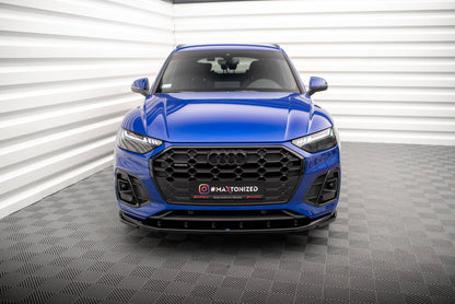 Maxton Front Ansatz V.2 für Audi SQ5 / Q5 S-Line SUV / Sportback Mk2 Facelift schwarz Hochglanz