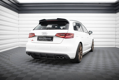 Maxton Spoiler CAP für 3D Audi S3 / A3 S-Line Sportback / Hatchack 8V schwarz Hochglanz
