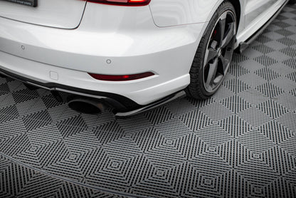 Maxton Heck Ansatz Flaps Diffusor V.2 für Audi RS3 Limousine 8V Facelift schwarz Hochglanz