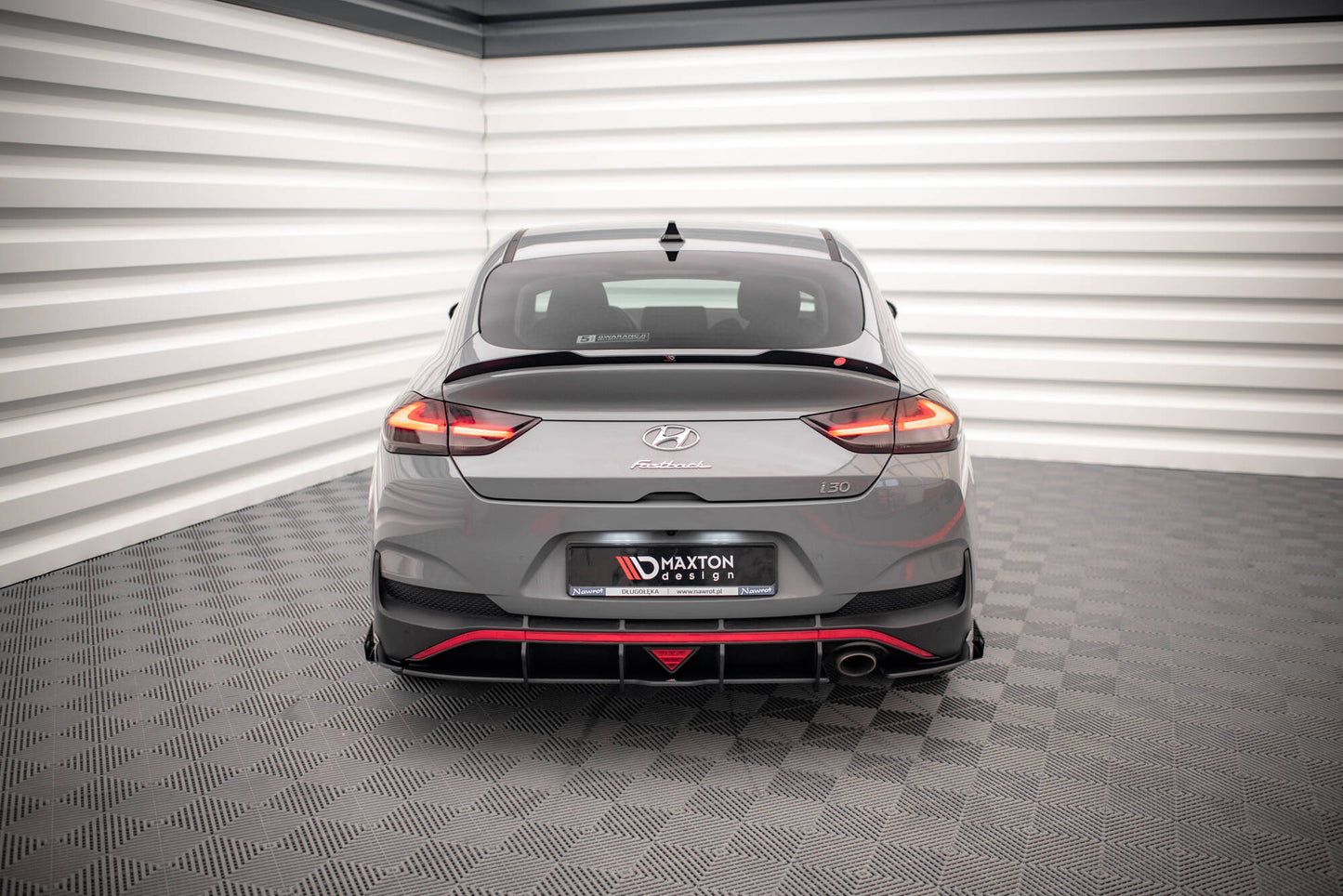 Maxton Street Pro Heck Ansatz Flaps Diffusor +Flaps für Hyundai I30 Fastback N-Line Mk3 Facelift schwarz Hochglanz
