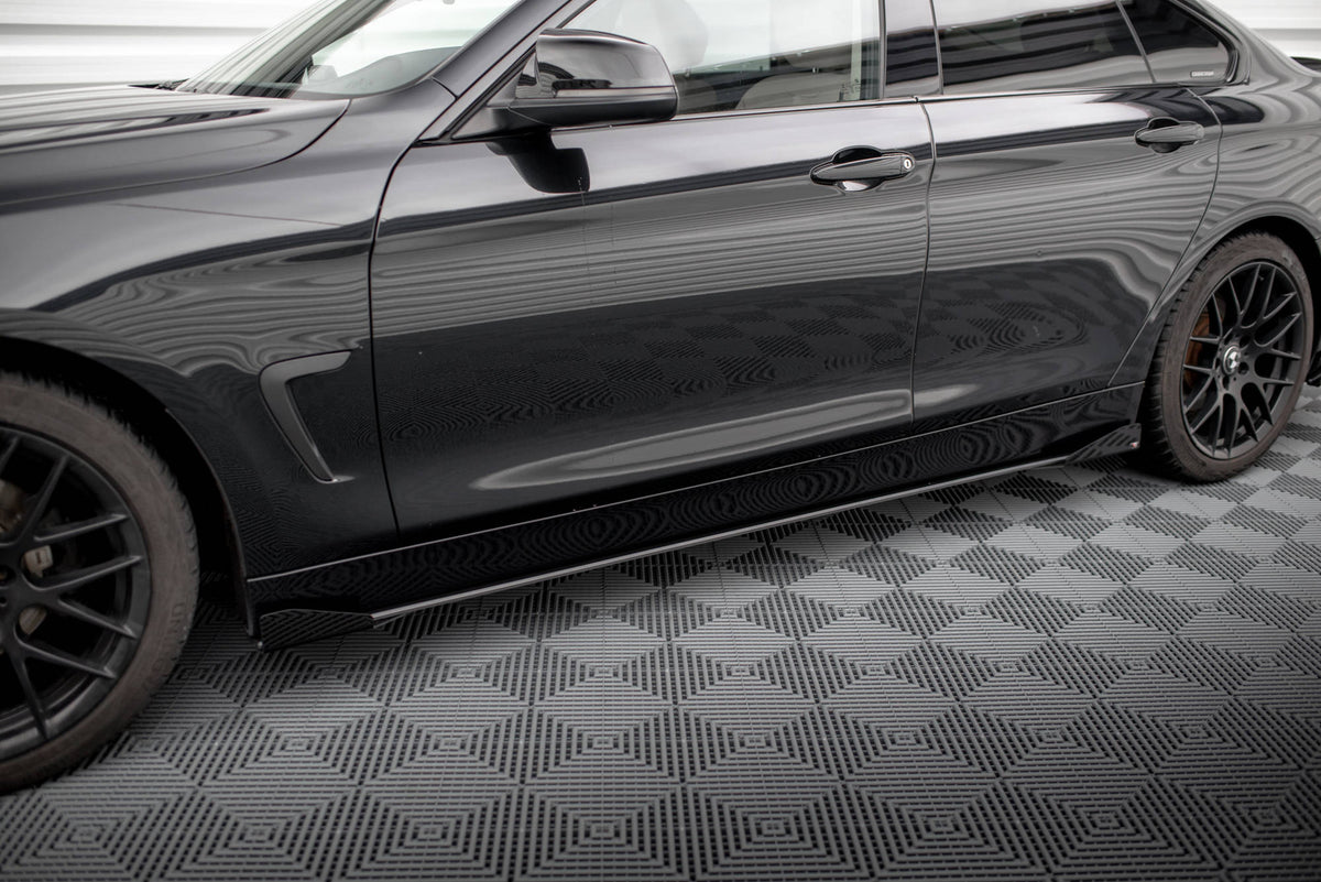 Maxton Street Pro Seitenschweller Ansatz für + Flaps BMW 4er Gran Coupe F36 schwarz Hochglanz