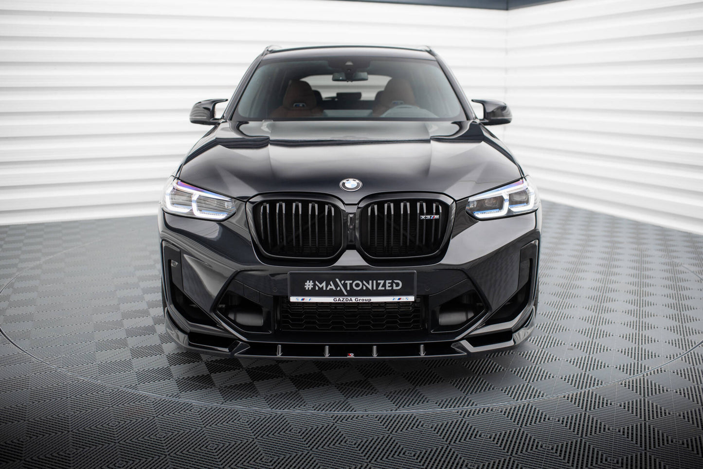 Maxton Front Ansatz V.1 für BMW X3 M F97 Facelift schwarz Hochglanz
