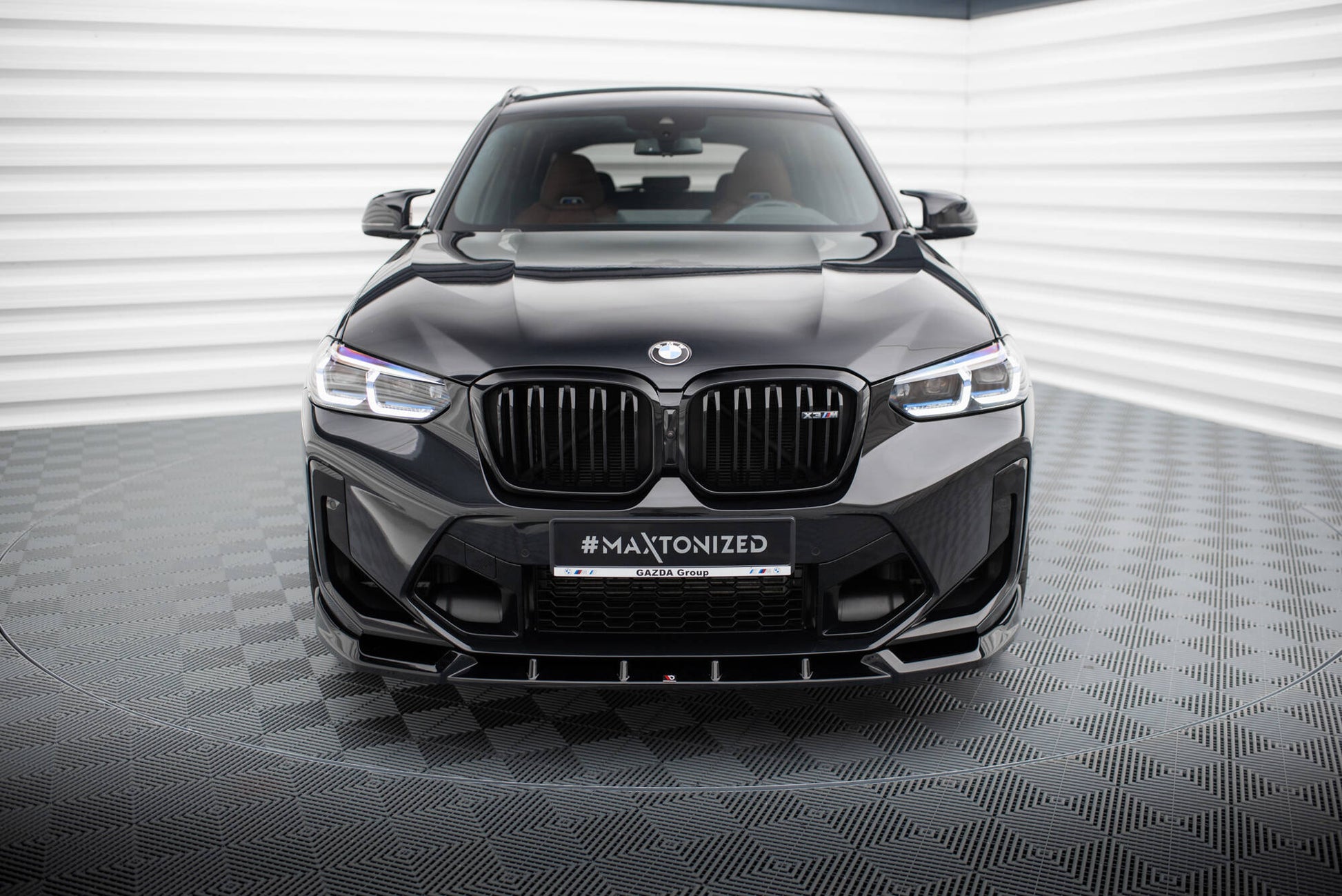 Maxton Front Ansatz V.1 für BMW X3 M F97 Facelift schwarz Hochglanz