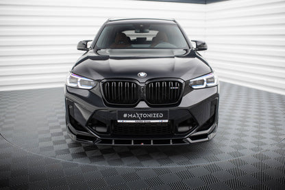 Maxton Front Ansatz V.1 für BMW X3 M F97 Facelift schwarz Hochglanz
